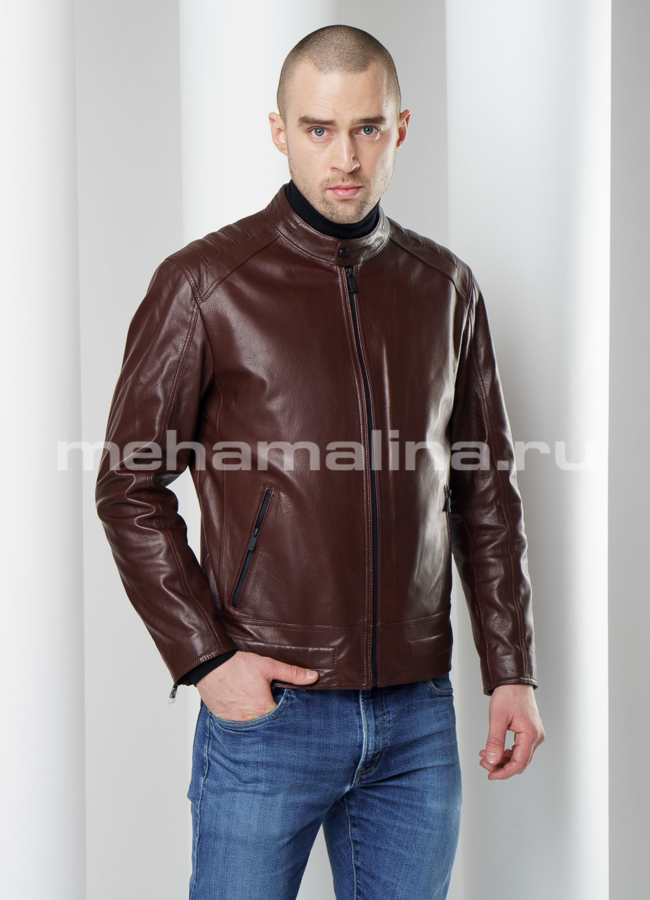 Кожаная куртка мужская модель № KP-223 универмаг малина