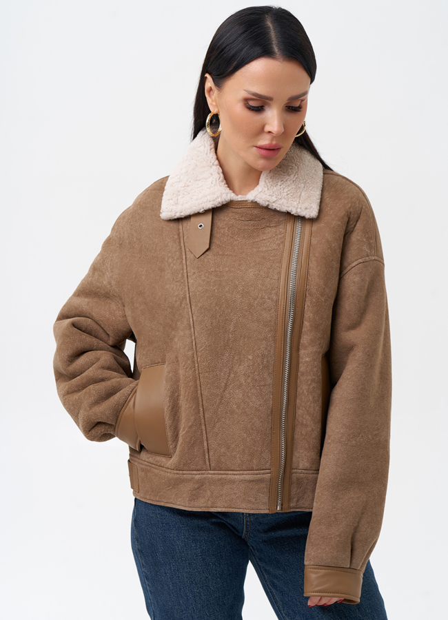 Женская натуральная дубленка модель № 29071 универмаг малина