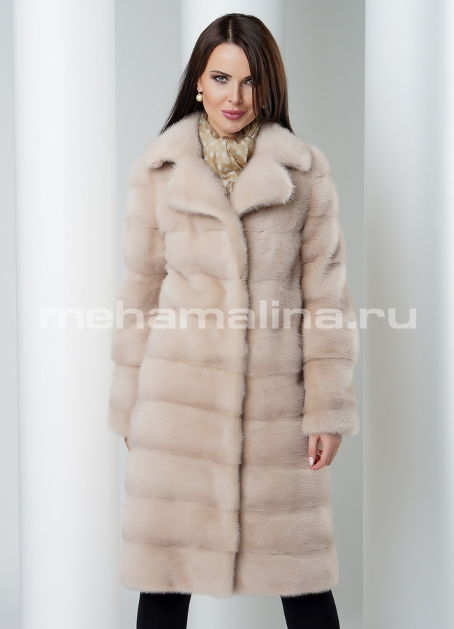 Шуба из норки модель № S-497 меха малина