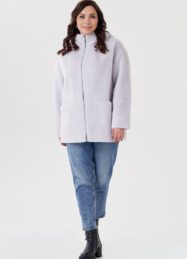 Женское укороченное пальто с капюшоном модель № 23900 универмаг малина