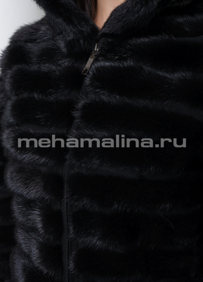 Жакет из норки с капюшоном модель № M-137 универмаг малина