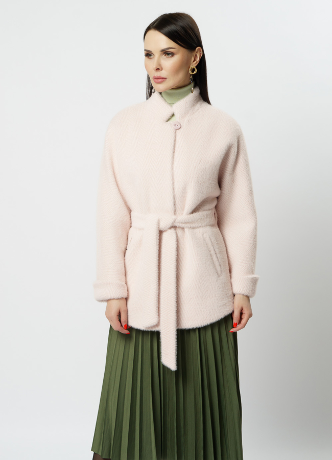 Пальто женское модель № 044 меха малина