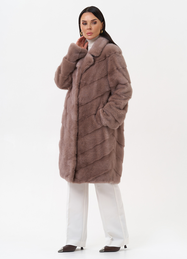 Шуба из норки с английским воротником модель № 28931 универмаг малина