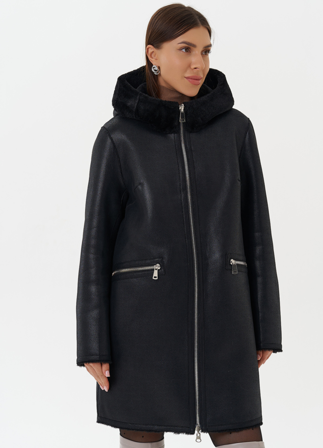 Двухсторонняя дубленка из эко кожи модель № 27765 в кредит