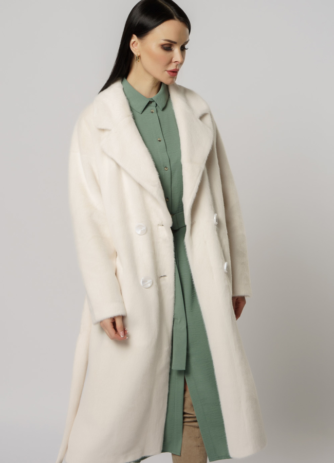 Утепленное двубортное пальто модель № 18304 универмаг малина