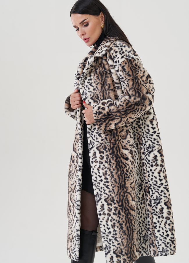 Шуба из эко меха с принтом модель № 24911 универмаг малина