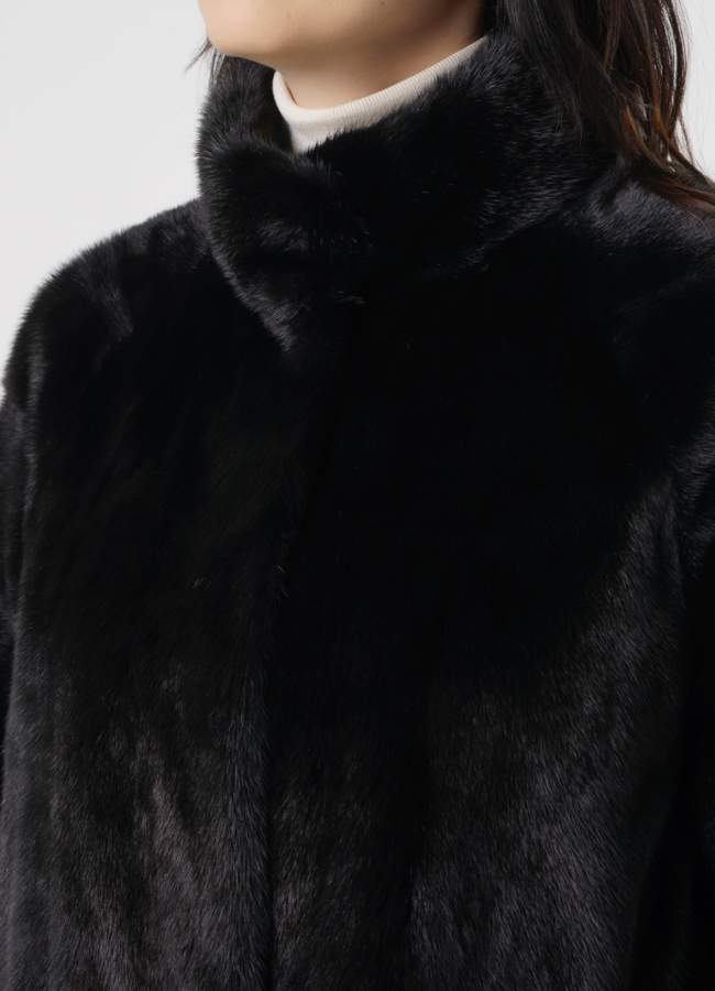 Шуба из норки авто леди в черном цвете модель № 4004 универмаг малина