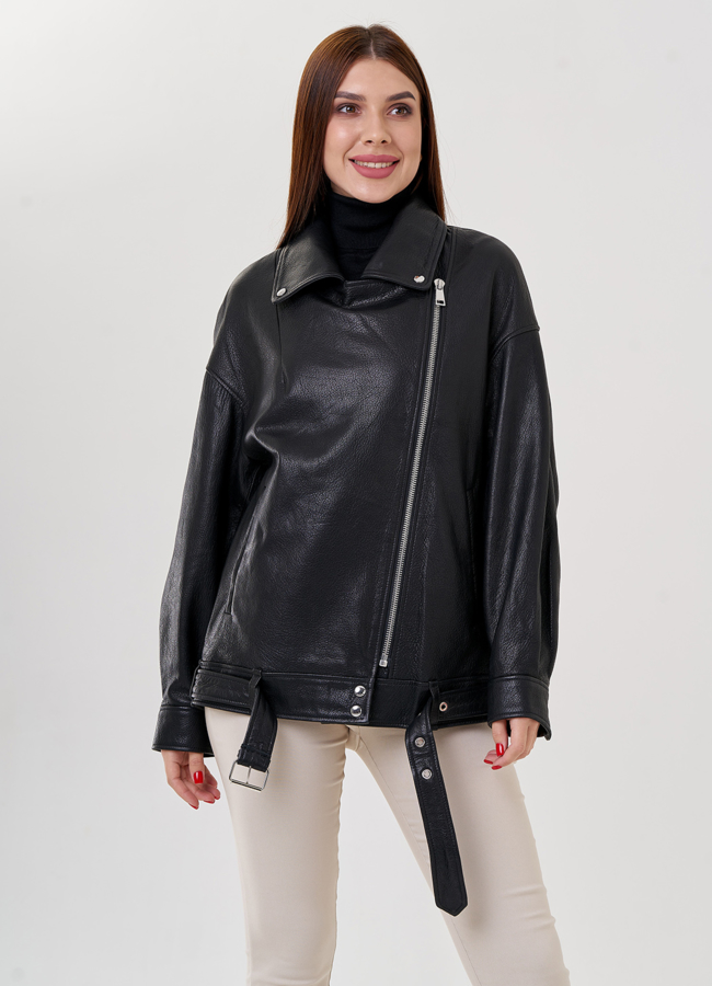 Косуха оверсайз из натуральной кожи модель № 79084 универмаг малина