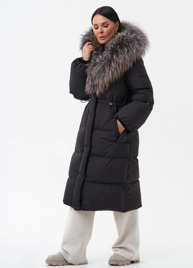 Пуховик с капюшоном отделка блюфрост модель № 29361 универмаг малина