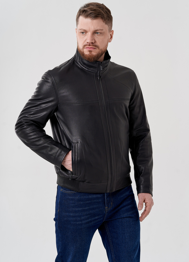 фото Мужская кожаная куртка  модель № 24438