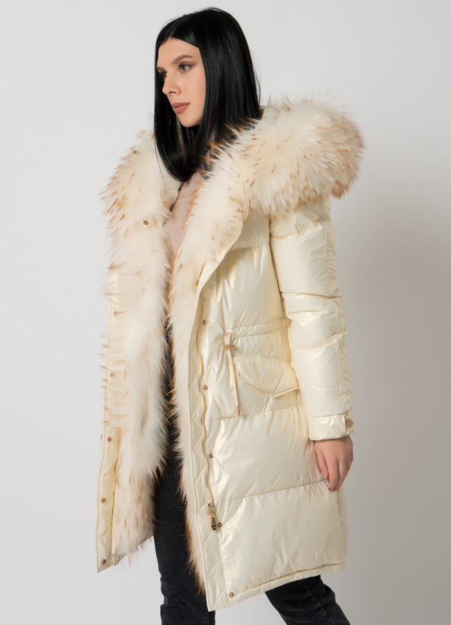 Парка- пуховик белого цвета модель № 75734 универмаг малина