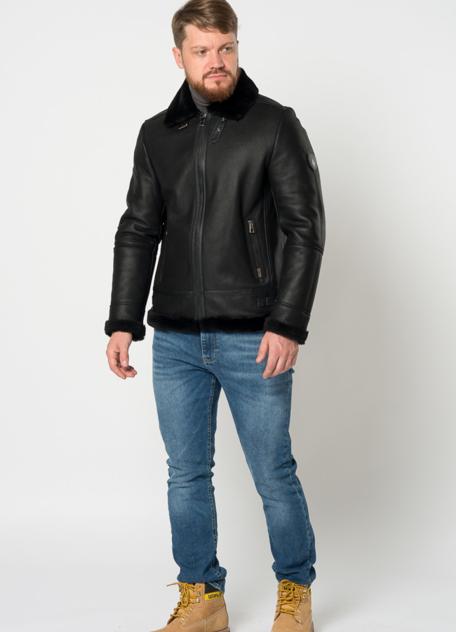 фото Дубленка пилот мужская на молнии  модель № 21349