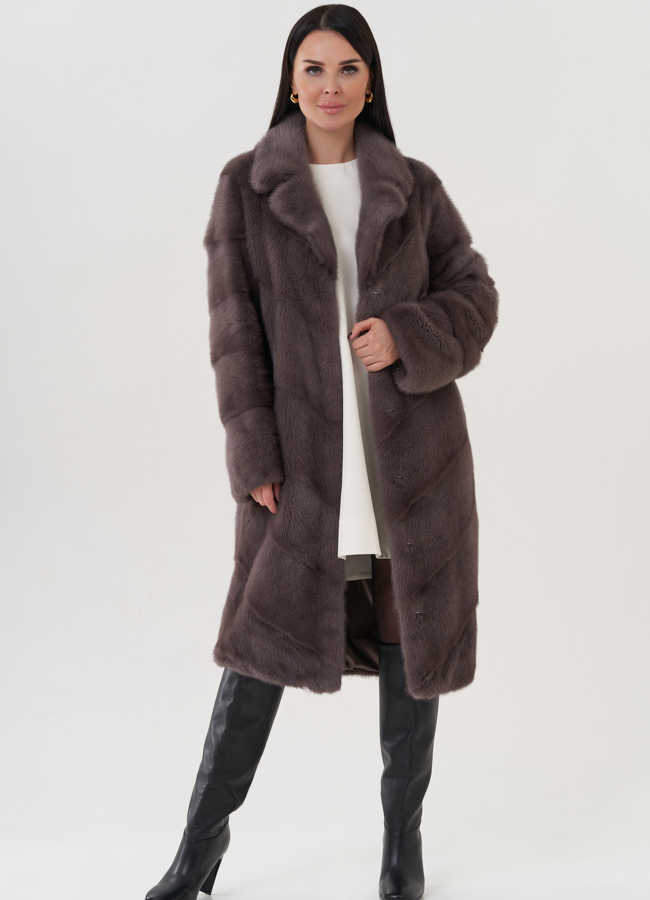 фото Норковая шуба с английским воротником  модель № 26018