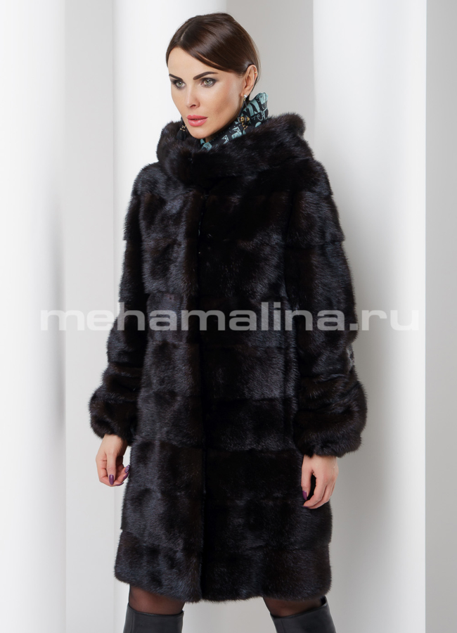 Шуба с капюшоном модель № S-525 универмаг малина