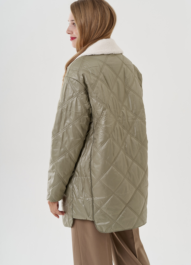 фото Женское полупальто в светло-зеленом цвете модель № 81216