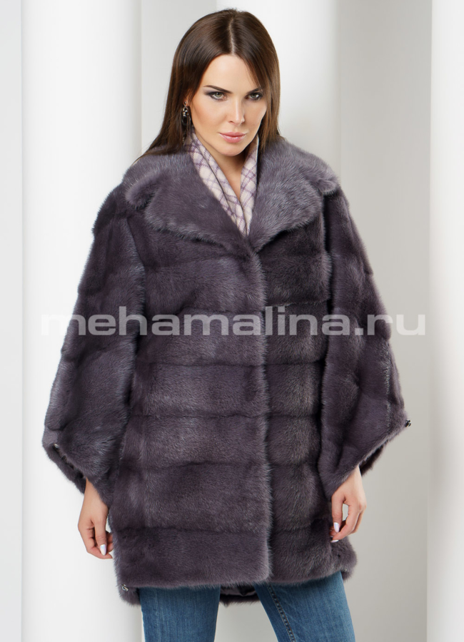 Шуба из норки цвет графит модель № S-630 универмаг малина