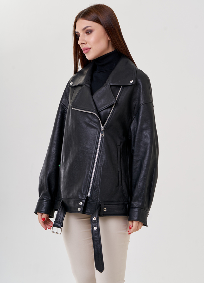 Косуха оверсайз из натуральной кожи модель № 79084 универмаг малина