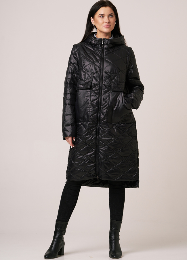 Плащ трансформер на молнии с капюшоном модель № 939 меха малина