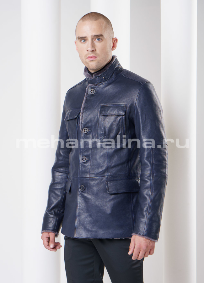 Мужская дубленка, цвет синий модель № DM-80 в рассрочку