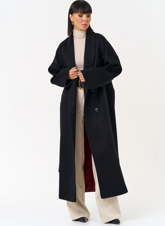 Женское пальто с воротником шаль