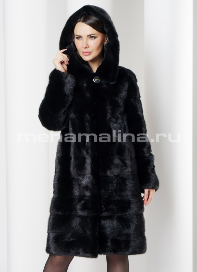 Норковая шуба  модель № S-676 меха малина