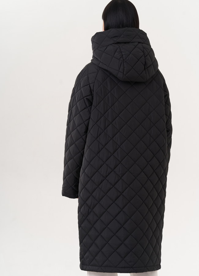 Стеганый пуховик с капюшоном модель № 25619 универмаг малина