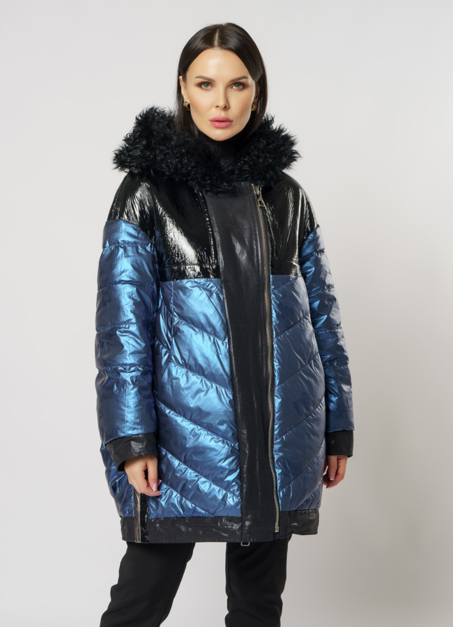 фото Пуховик двусторонний на молнии с капюшоном модель № 239