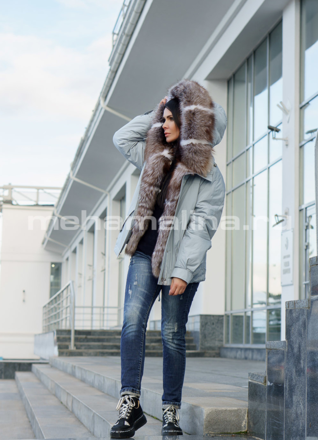 Укороченная парка с капюшоном модель № 999 в рассрочку