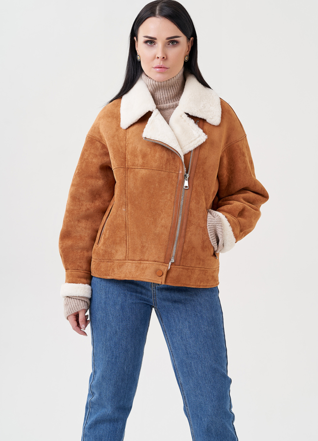 Женская эко дубленка оверсайз модель № 23950 в рассрочку