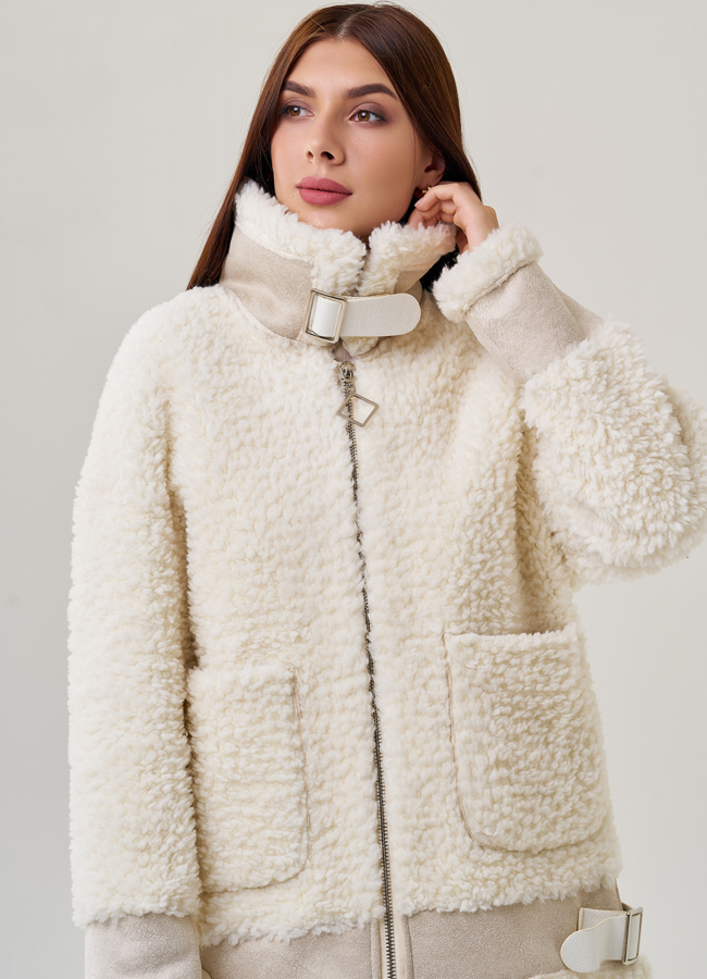 Куртка женская из шерсти в белом цвете модель № 19428 универмаг малина