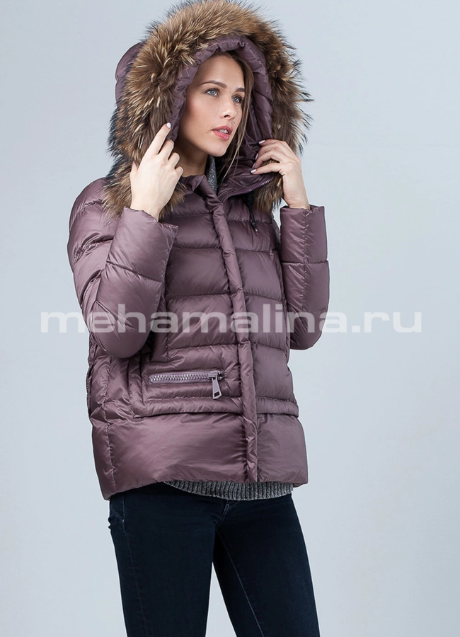 Куртка зимняя Clasna модель № П-230 меха малина