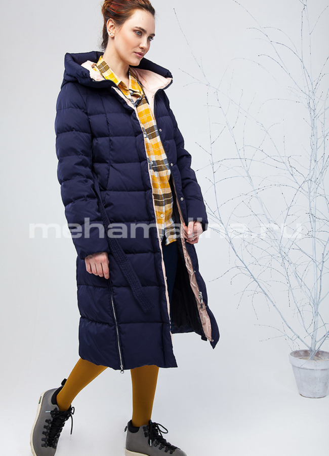 Женский пуховик синего цвета модель № П-188 в рассрочку