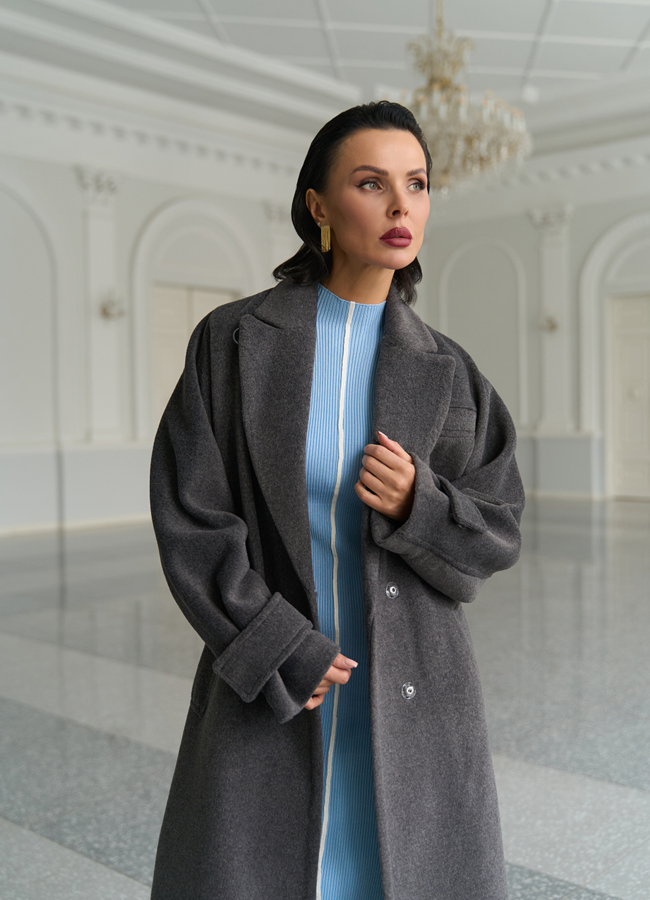 Женское пальто с поясом модель № 31214 в кредит