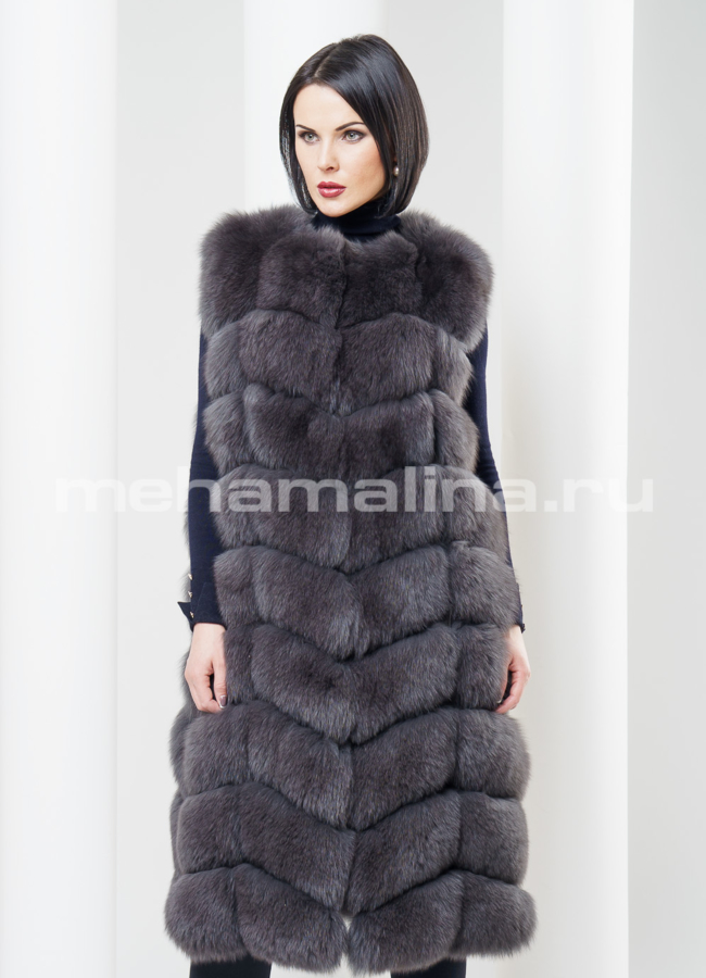 Меховой жилет из песца модель № S-368 меха малина