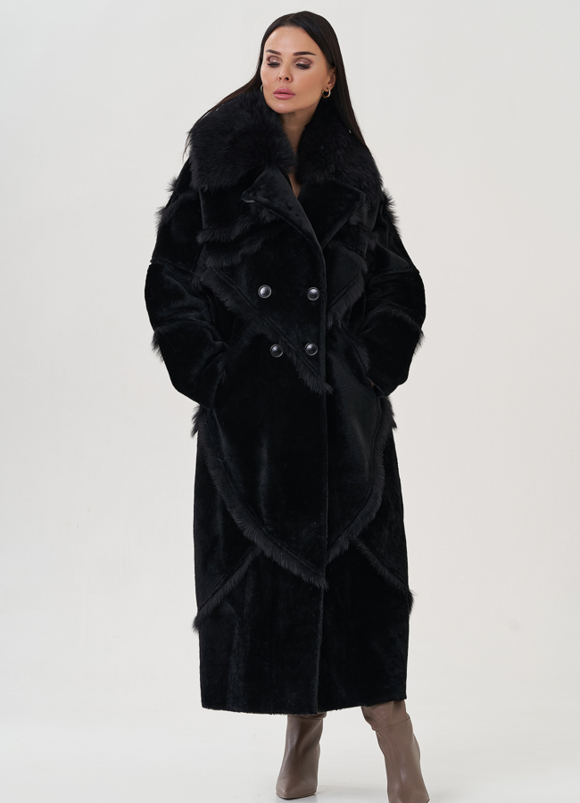 Женская дубленка с английским воротником  модель № 26046 универмаг малина