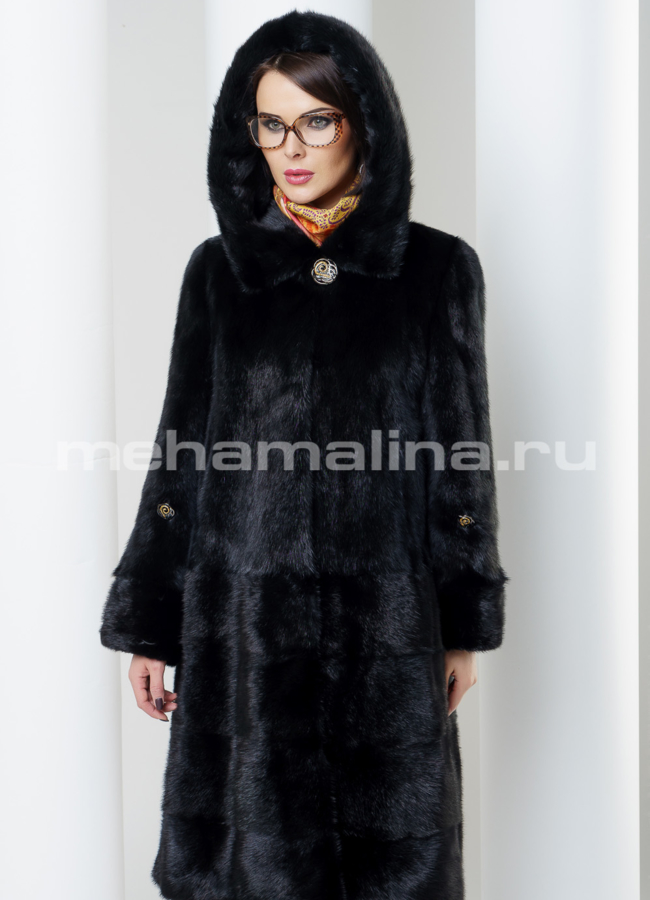 Норковая шуба модель № S-467 меха малина