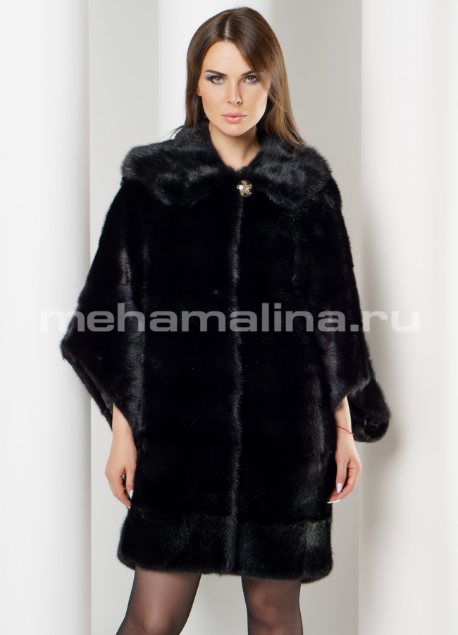 фото Черная норковая шуба модель № S-623