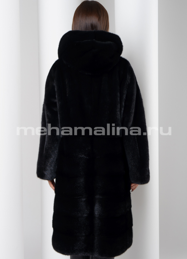 Шуба из скандинавской норки в черном цвете модель № S-522 в рассрочку
