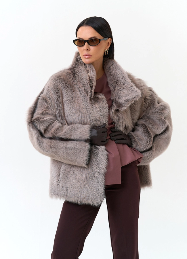 Женская двухсторонняя дубленка с поясом модель № 34375 универмаг малина фото