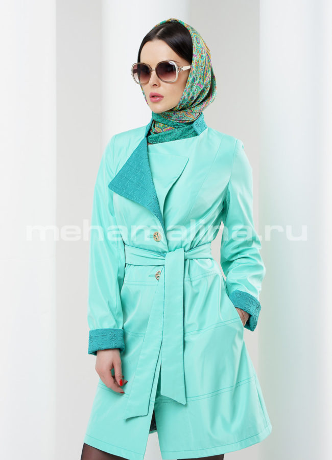 Плащ на пуговицах модель № BP-36 меха малина