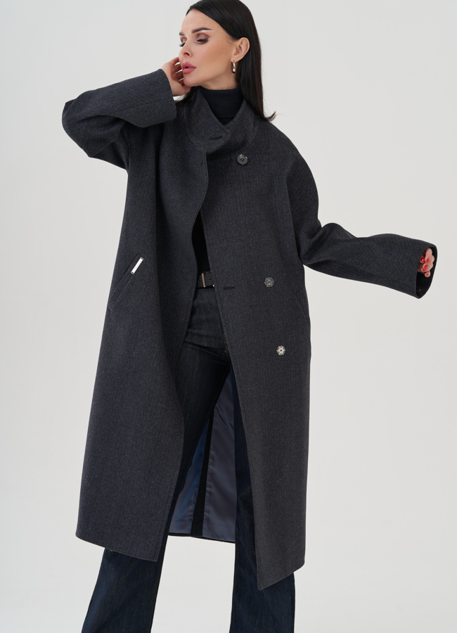 Пальто женское в цвете графит модель № 24756 универмаг малина