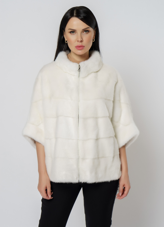 Белая короткая шуба модель № 1210 универмаг малина