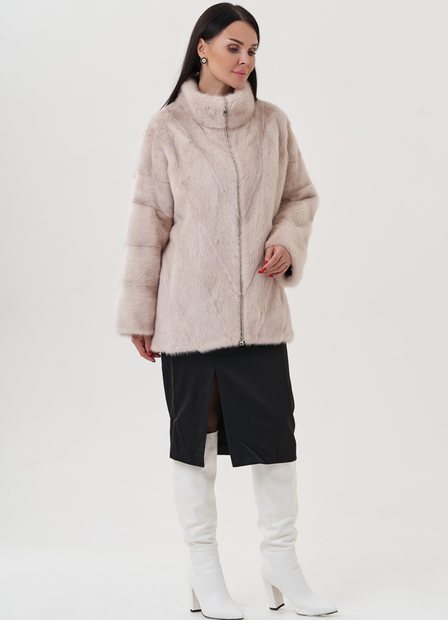 фото Короткая шуба из норки на молнии  модель № 82452