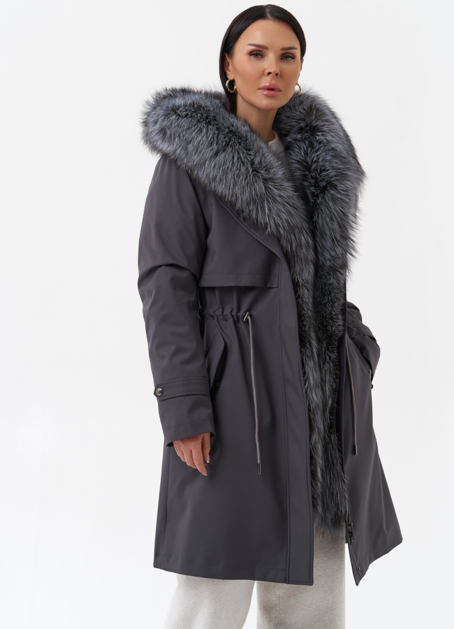Парка женская с отделкой из меха чернобурки модель № 29188 универмаг малина