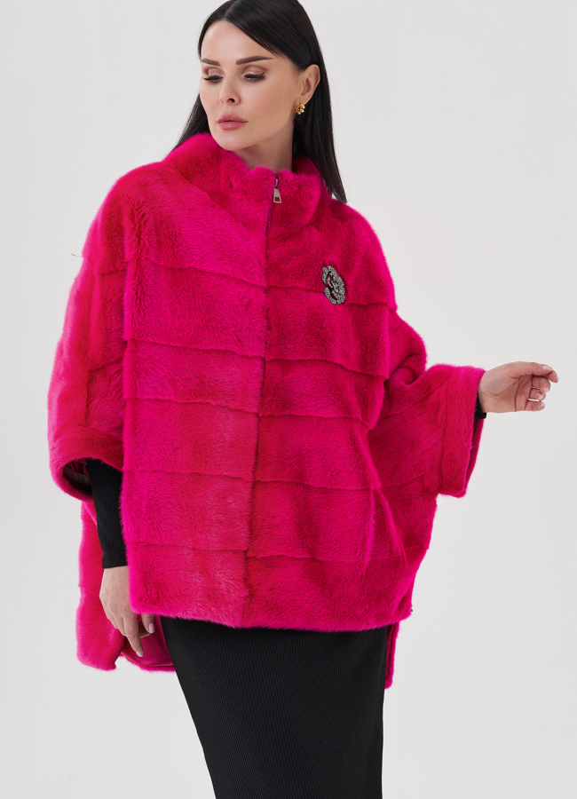 Короткая шуба из норки  модель № 24654 универмаг малина