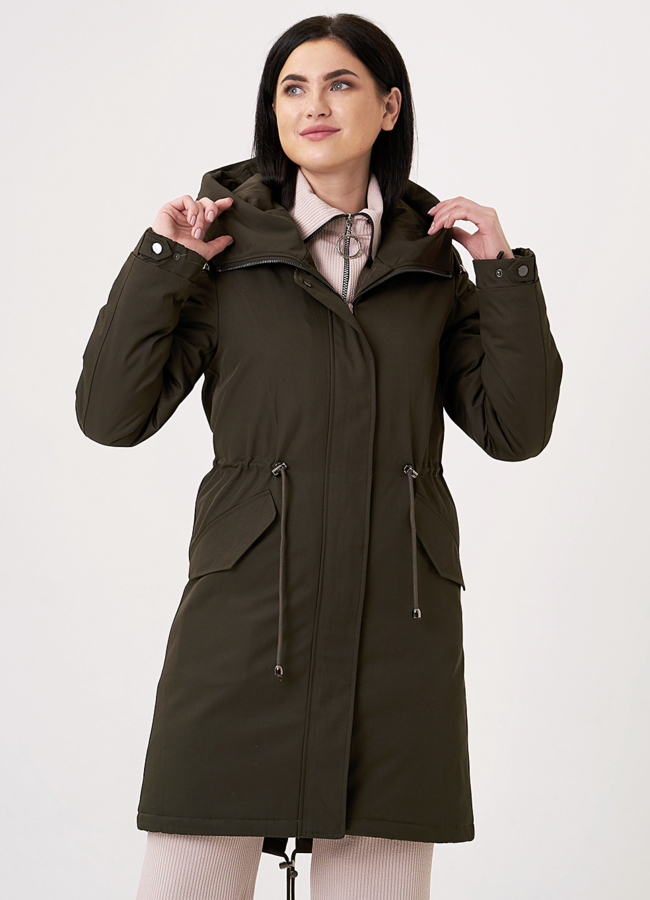 Меховая парка на молнии с капюшоном модель № 21822 в рассрочку