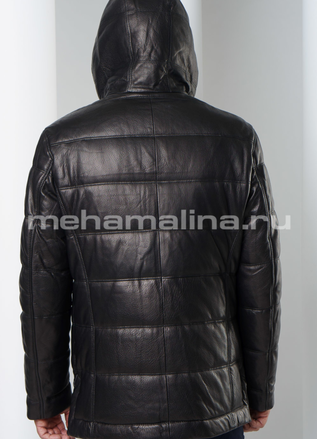 фото Пуховик из натуральной кожи модель № ПМ-91