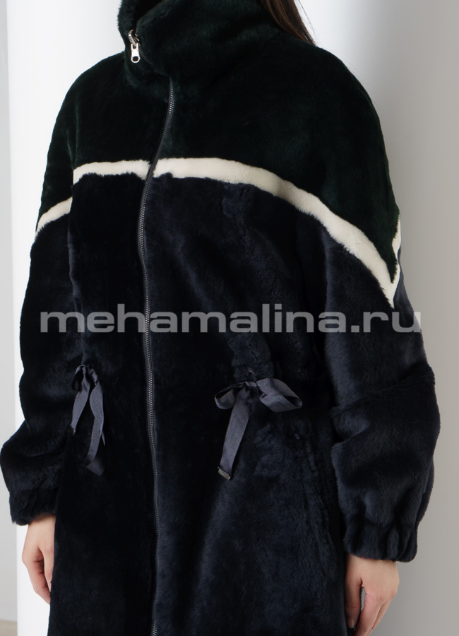 Дубленка на молнии с воротником стойка  модель № 7892 в рассрочку