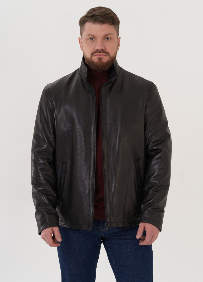 Куртка из натуральной кожи черного цвета модель № 26922 в рассрочку