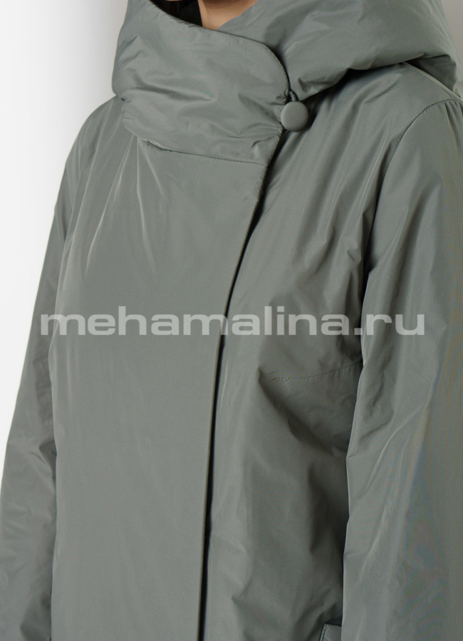 Прямое пальто с капюшоном модель № 208117 в кредит